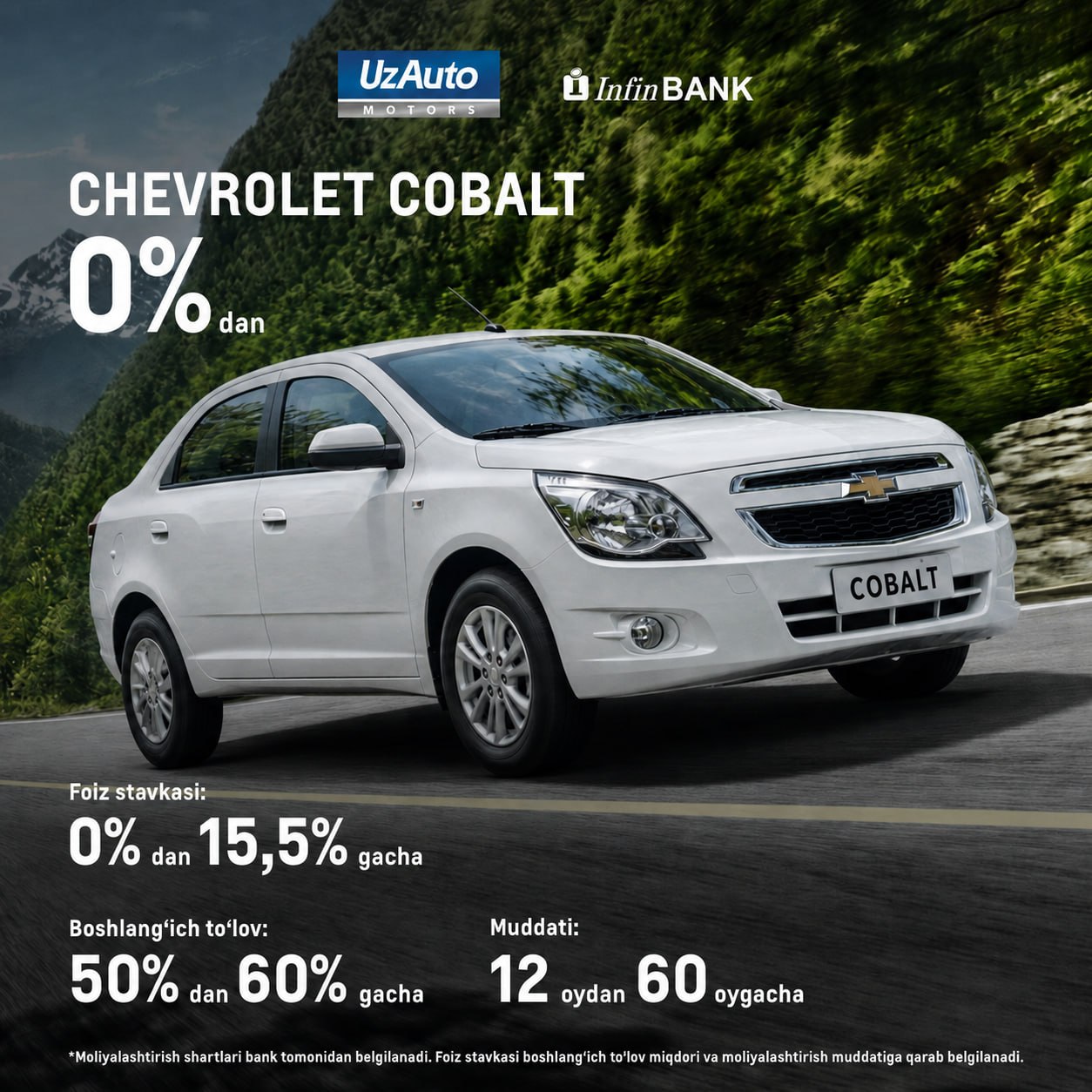 Chevrolet Cobalt InfinBANK bilan yanada qulay shartlarda!