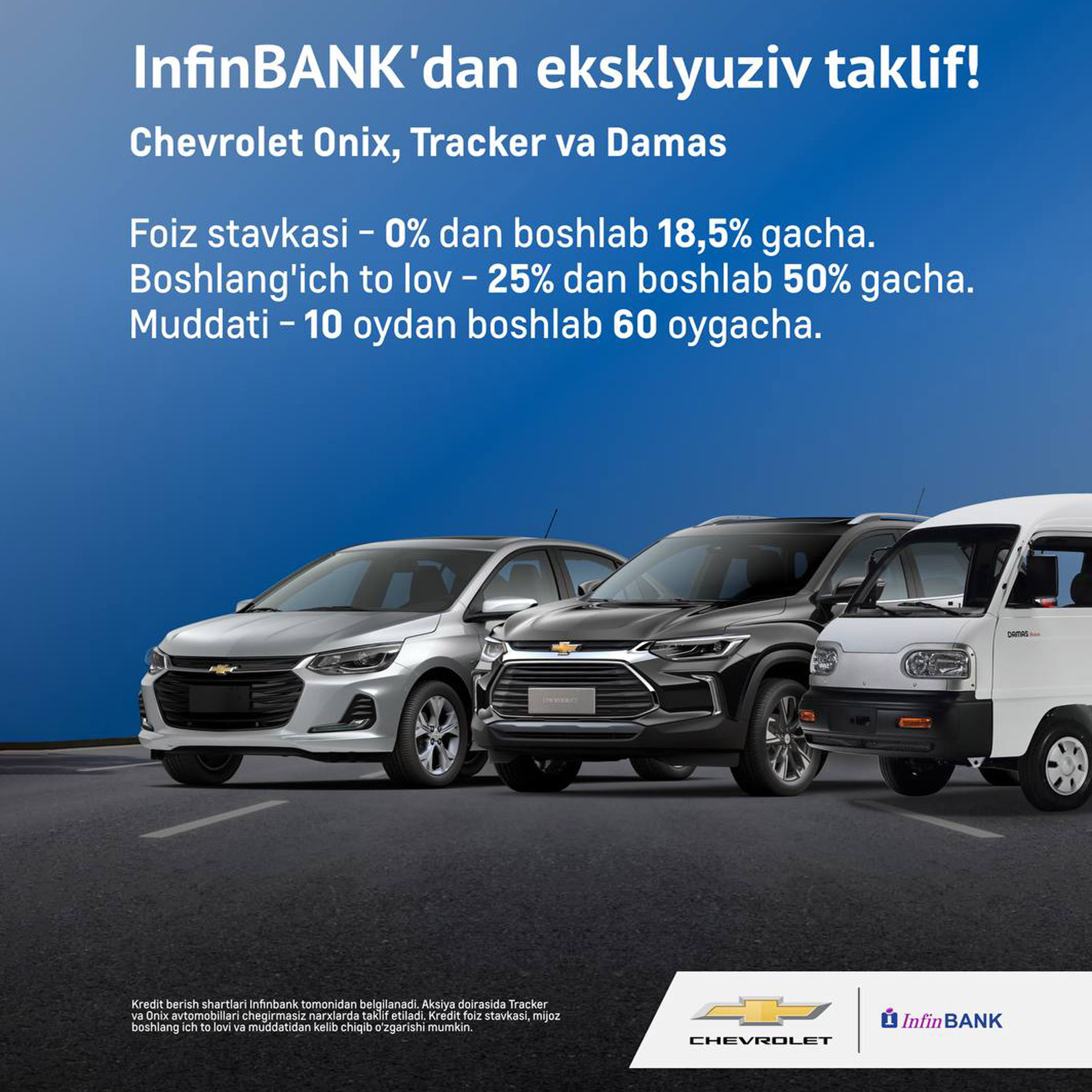 InfinBANK’dan Chevrolet avtomobillari uchun eksklyuziv taklif! 