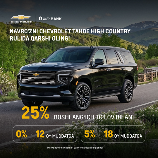 Navro'zni Chevrolet Tahoe High Country rulida qarshi oling!