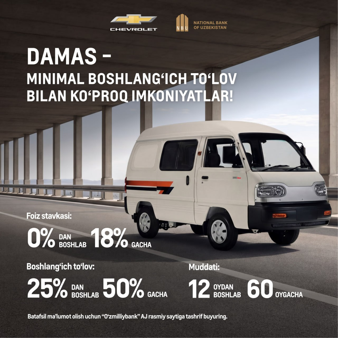 Chevrolet sari kam to‘lov, katta imkoniyat