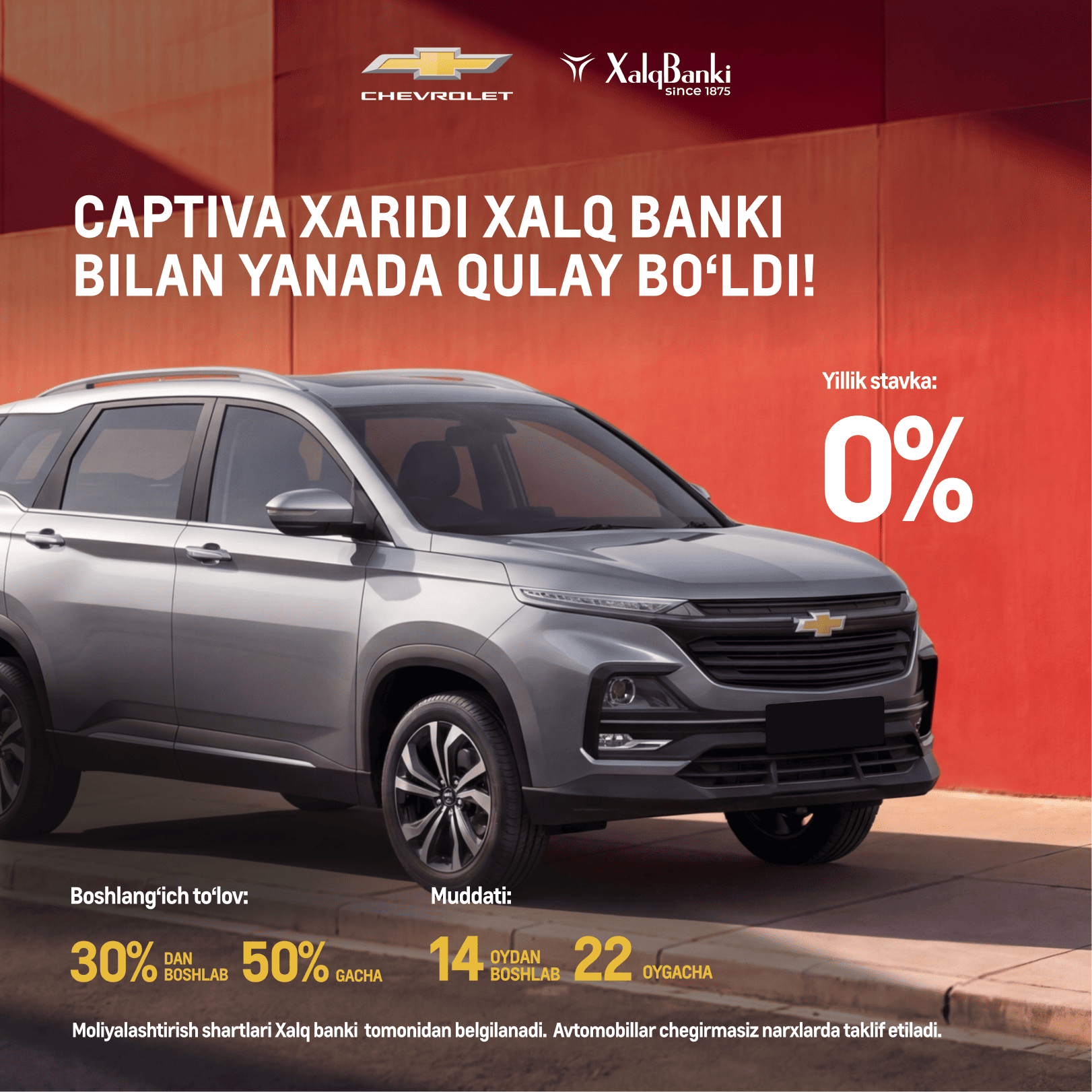 Damas, Labo va Captiva’ni moslashuvchan to‘lov shartlari bilan xarid qiling